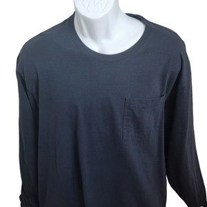 Duluth Trading Co Men's Large Relaxed Fit Longtail, Long Sleeve Blue Tee-Shirt